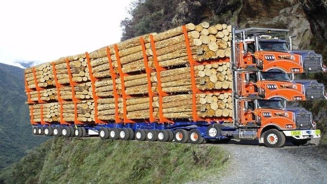 10 World's Dangerous Fastest Logging Wood Truck Operator Skills, Incredible Modern Wood Sawmill.