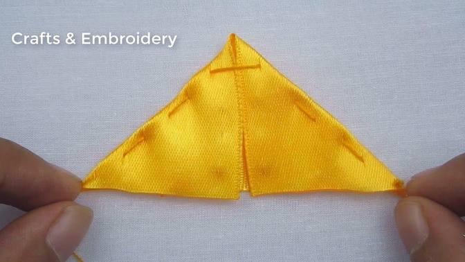 Hand Embroidery, Beautiful Ribbon Flower Making Idea, Easy Ribbon Flower