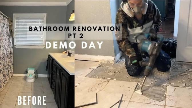 DIY TILE REMOVAL | BATHROOM RENOVATION PART 2