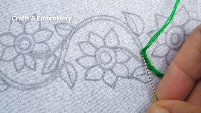 Hand Embroidery, Easy Border Line Embroidery Design