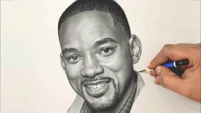 Portrait Drawing Timelapse - Will Smith, Pencil Drawing