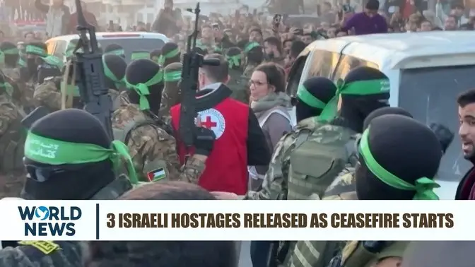 3 Israeli Hostages Released After Ceasefire Goes Into Effect