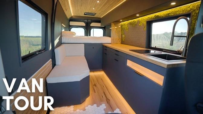 VAN TOUR _ HIDDEN SHOWER _ Luxury Modern Tiny Home On Wheels _ VANLIFE DIY Stealth Camper Conversion