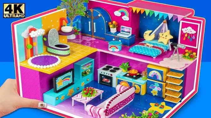 Build Star House with bedroom, bathroom and living room from cardboard ❤️ DIY Miniature House #176