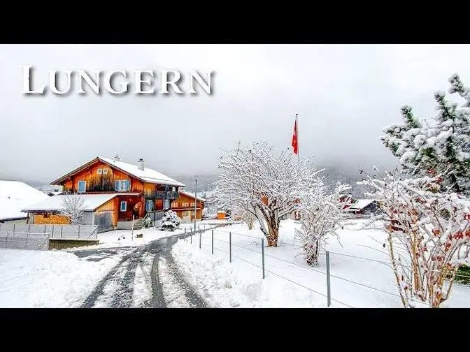 Walking in Lungern in snow ❄️ Beautiful Swiss village in winter 🇨🇭