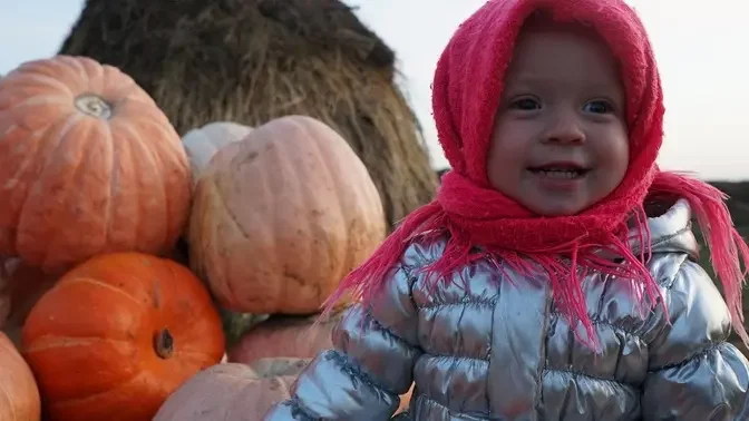 Zabava and Pumpkins. Childhood in the village. Russia. ASMR sounds. ENG SUBS.