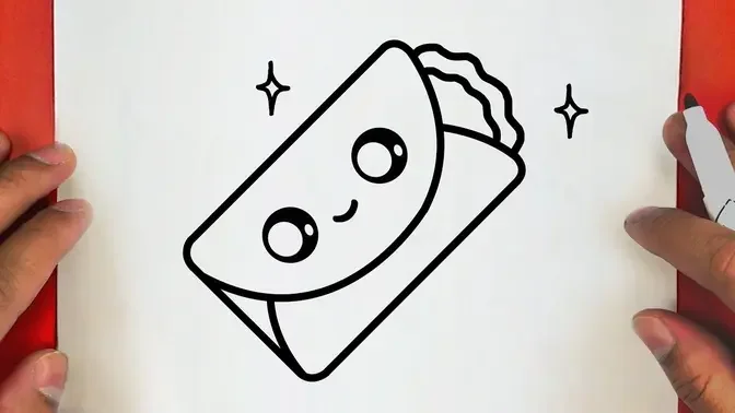 HOW TO DRAW A CUTE BURRITO ,STEP BY STEP, DRAW Cute things