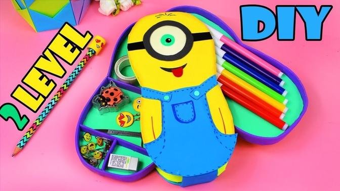 DIY ORGANIZER & PENCIL CASE - BACK TO SCHOOL IDEA - Minion