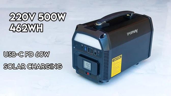 220V 500W Portable Power Station, Solar Charging - IFORWAY PS500P