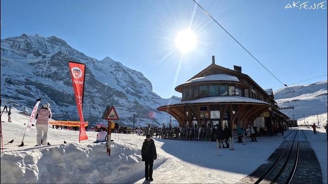 To the Alps - from Grindelwald to Kleine Scheidegg Switzerland Train Journey 4K 60fps HDR video