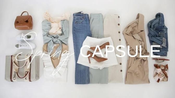 12 items, 48 outfits SPRING CAPSULE WARDROBE 2022 *casual* | spring outfit ideas 2022 | Miss Louie