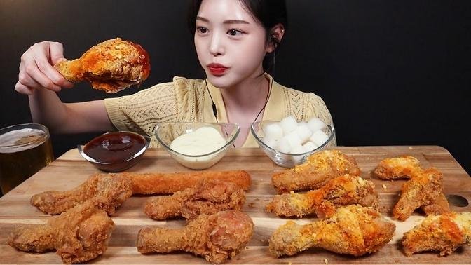 Sub단짠단짠 Bbq 크런치버터치킨에 황금올리브닭다리 치킨 먹방 새우스틱 맥주까지🍺🍗 치맥 꿀조합 리얼사운드 Chicken And Beer Mukbang Asmr 5432