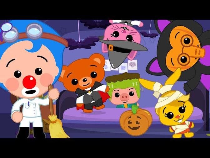 Five Little Monsters Jumping on the Bed 🎃 Halloween Nursery Rhymes & Kids Songs ♫ Plim Plim