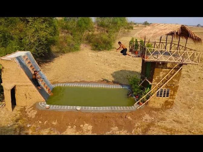 Build Water Slide House With Swimming Pool And Build Three - Story House (Full Video)
