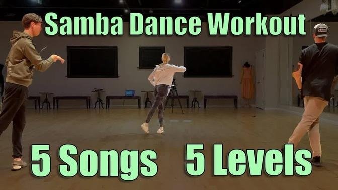 15 Minute Samba Dance Workout Back View | 5 Songs - 5 Difficulty Levels | Follow Along Dance Routine
