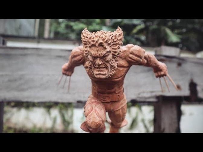 Wolverine wood carving timelapse - Finally my brother made it