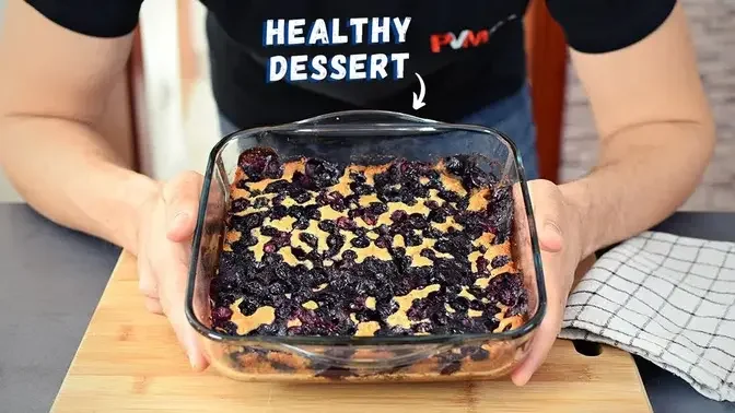 This blueberry cobbler is the easiest healthy dessert ever.