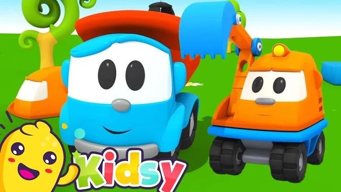 Leo the Truck and his friend Scoop | Fun Cars Cartoons for Kids | Kidsy