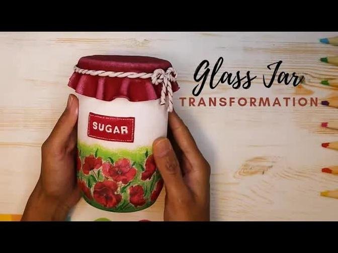 Glass jar Transformation, Upcycling,  Jar reuse, Art and Craft, Creativecat, Craft ideas, Crafting