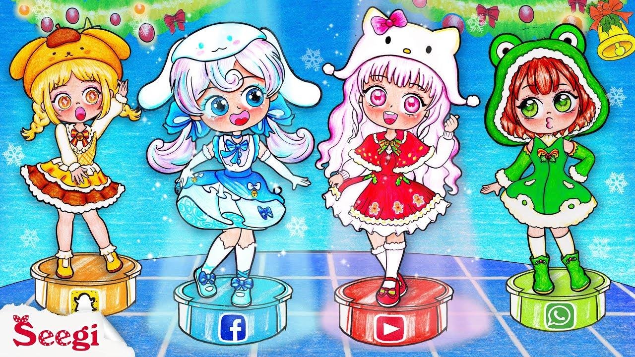 SANRIO Cosplay Social Media Xmas: Cinnamoroll, Hello Kitty, Pompompurin & Keroppi | Seegi Channel