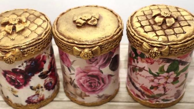 # 5 DIY decor | Recycled plastic cans |Decoupage of  Cans