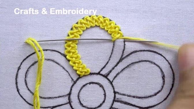 Elegant Flower Hand Embroidery Design for Beginners, Barid Stitch Flower Embroidery, Flower Stitch