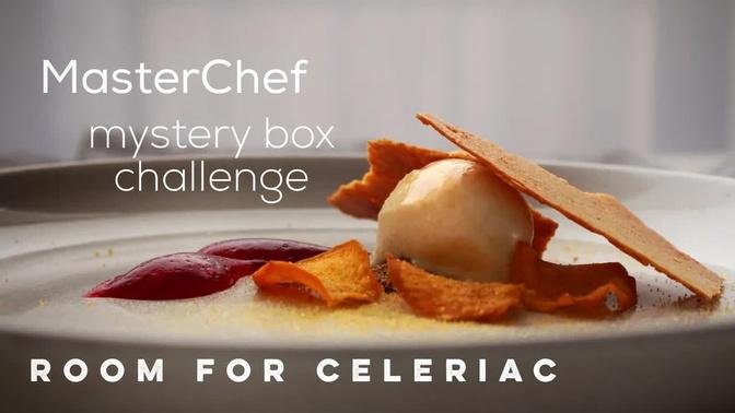MasterChef Mystery Box - Jess Lemon's Celeriac Sorbet, Beet Gel, Thyme Tuille (vegan plated dessert)