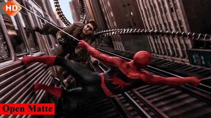 Spider Man 2 (2004) - Train Fight Scene (Open Matte) Full Screen Version HD