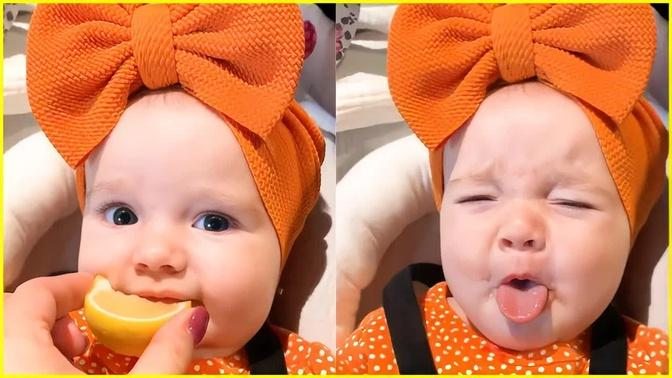Babies Eating Lemons for the First Time Compilation - Peachy Vines