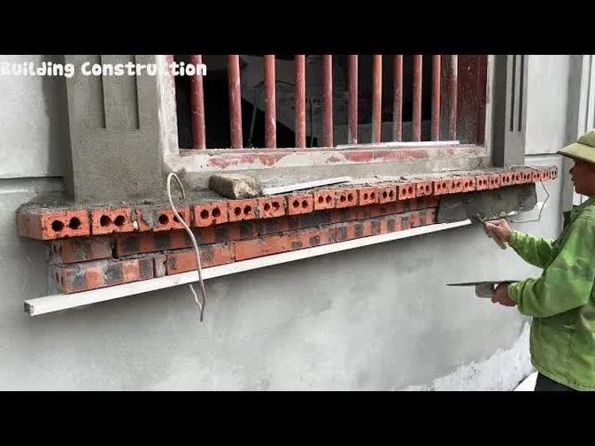 The Most Beautiful Technique Of Building A Frame Under A Concrete Window With Bricks And Cement