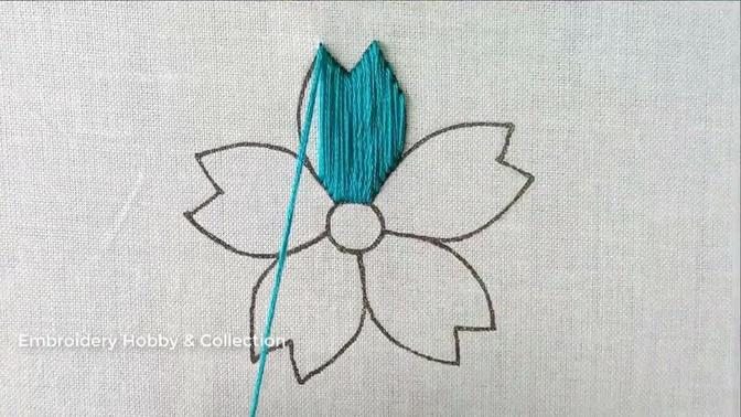 Fantastic hand #embroidery/satin stitch flower needlepoint tutorial/Hoop art,cushion cover design