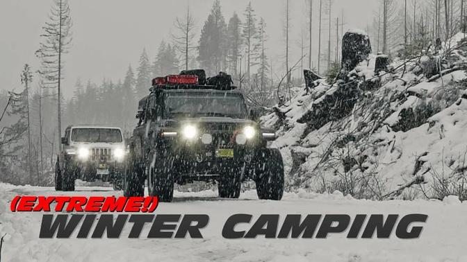 Winter Camping (Heavy Snow!) | Jeep Gladiator & EcoDiesel JL Wrangler Off-Road Adventure