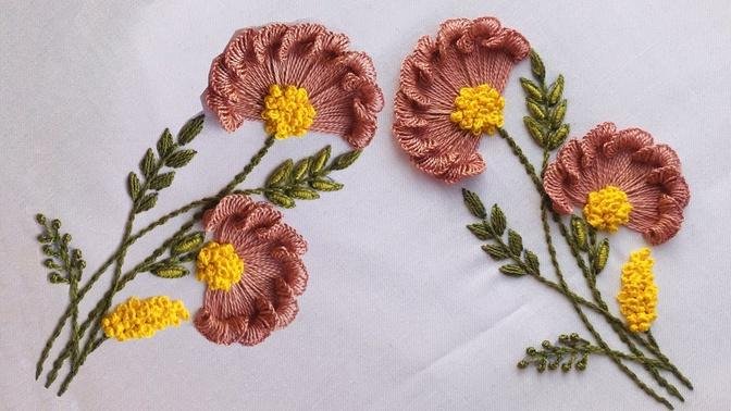 Free Pattern And Embroidery For Beginners - Carnation Flower Embroidery - Hand Embroidery Stitches