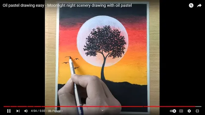 Oil pastel drawing easy - Moonlight