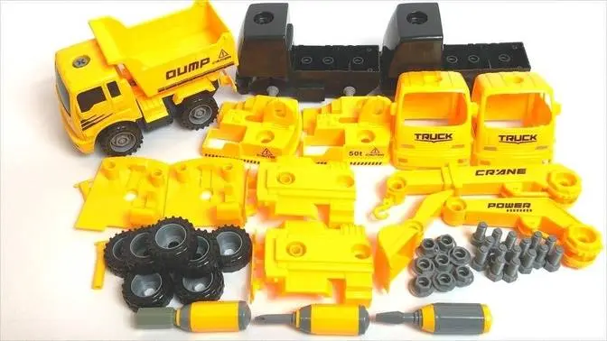 【For children】Let's assemble by yourself!!Truck Toy power shovel crane dumptruck