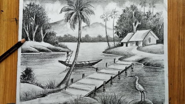 pencil shading nature scenery