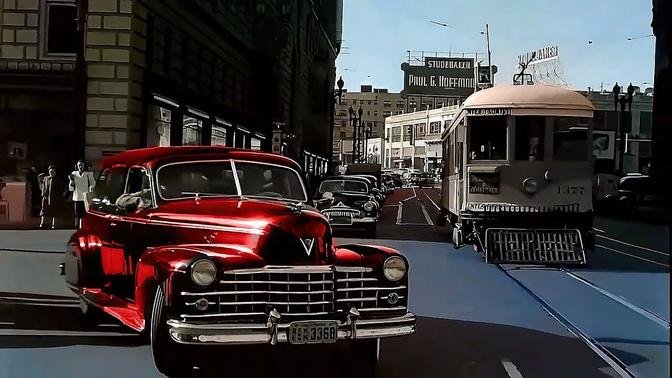 1940s - Views of Los Angeles & San Francisco in color [60fps, Remastered] w/sound design added