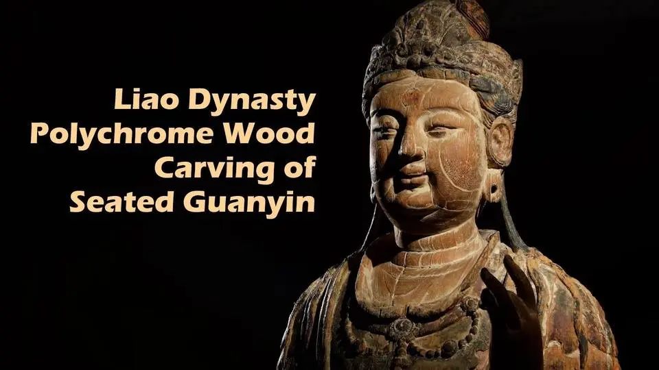 Liao Dynasty Polychrome Wood Carving of Seated Guanyin