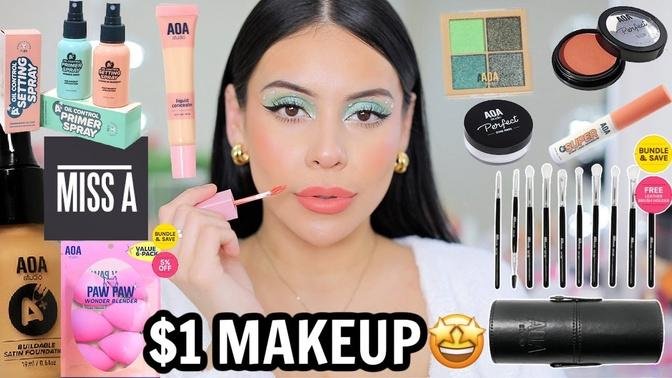 FULL FACE USING ONLY ShopMissA $1 Makeup 🤩 OMG!