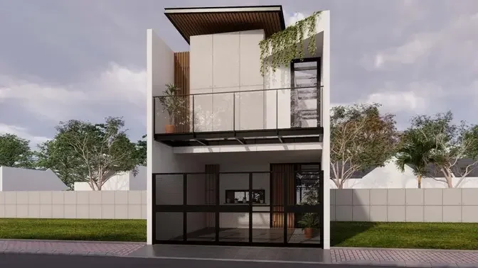 Sketchup House Design 17 (5 x 12 meter) + Enscape  Rendering