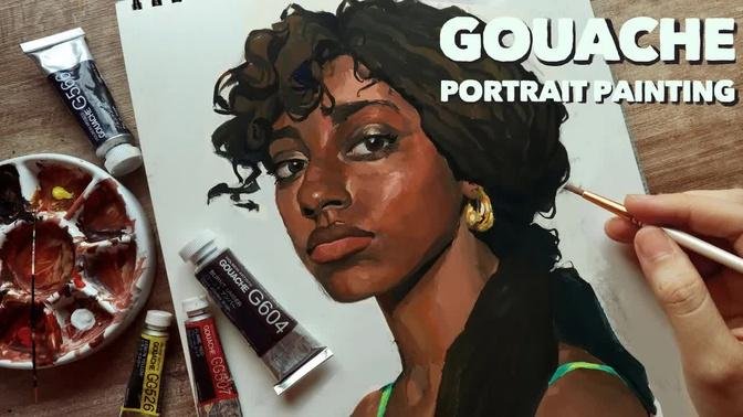 Paint with me / Gouache Portrait Painting Process