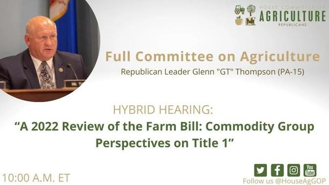 “A 2022 Review of the Farm Bill: Commodity Group Perspectives on Title 1”
