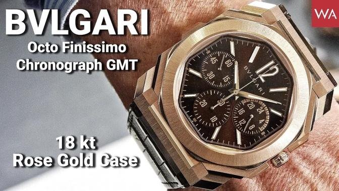 BVLGARI Octo Finissimo Chronograph GMT. New Rose Gold Case.