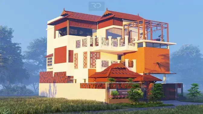 40 x 60 HOME DESIGN KARNATAKA | SWASTIK | Home Tour | Lumion Animation | Riddha Designs | Courtyard