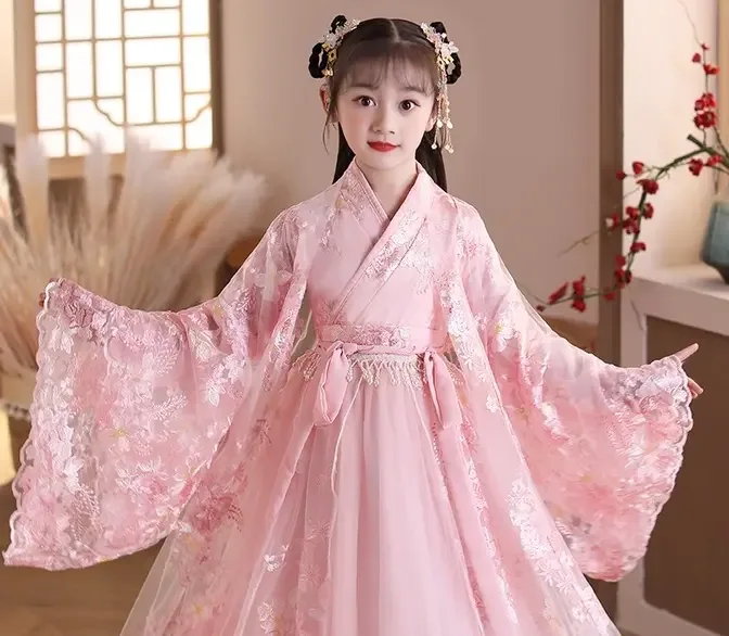 Chinese Historical Baby Costumes - Váy cổ trang bé gái màu hồng