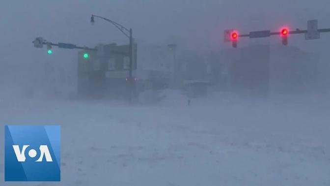 Building, Gas Station Barely Visible as Blizzard Hits Buffalo  | VOA News