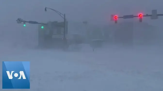 Building, Gas Station Barely Visible as Blizzard Hits Buffalo  | VOA News