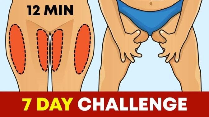 12 MIN LOSE INNER THIGH FAT (7 Day Challenge) - Lose 7kg While Lying on the Floor or Bed