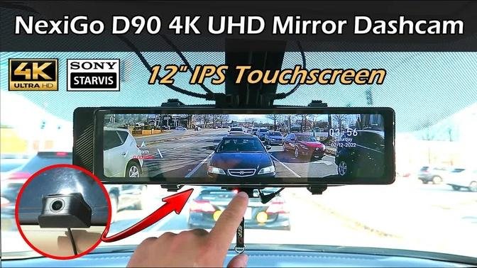 NexiGo D90 4K UHD 12" Mirror Dashcam