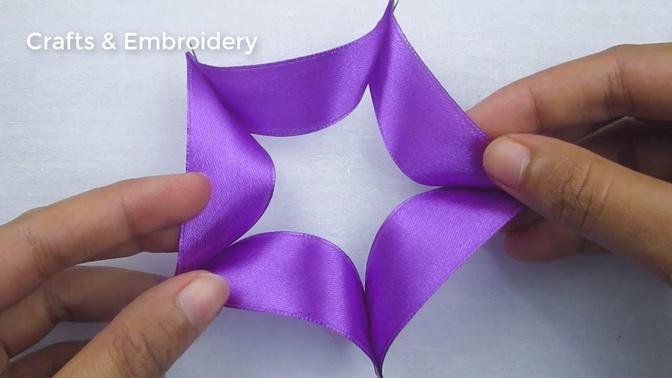 Hand Embroidery, Easy Ribbon Flower Making Idea, Ribbon Tricks